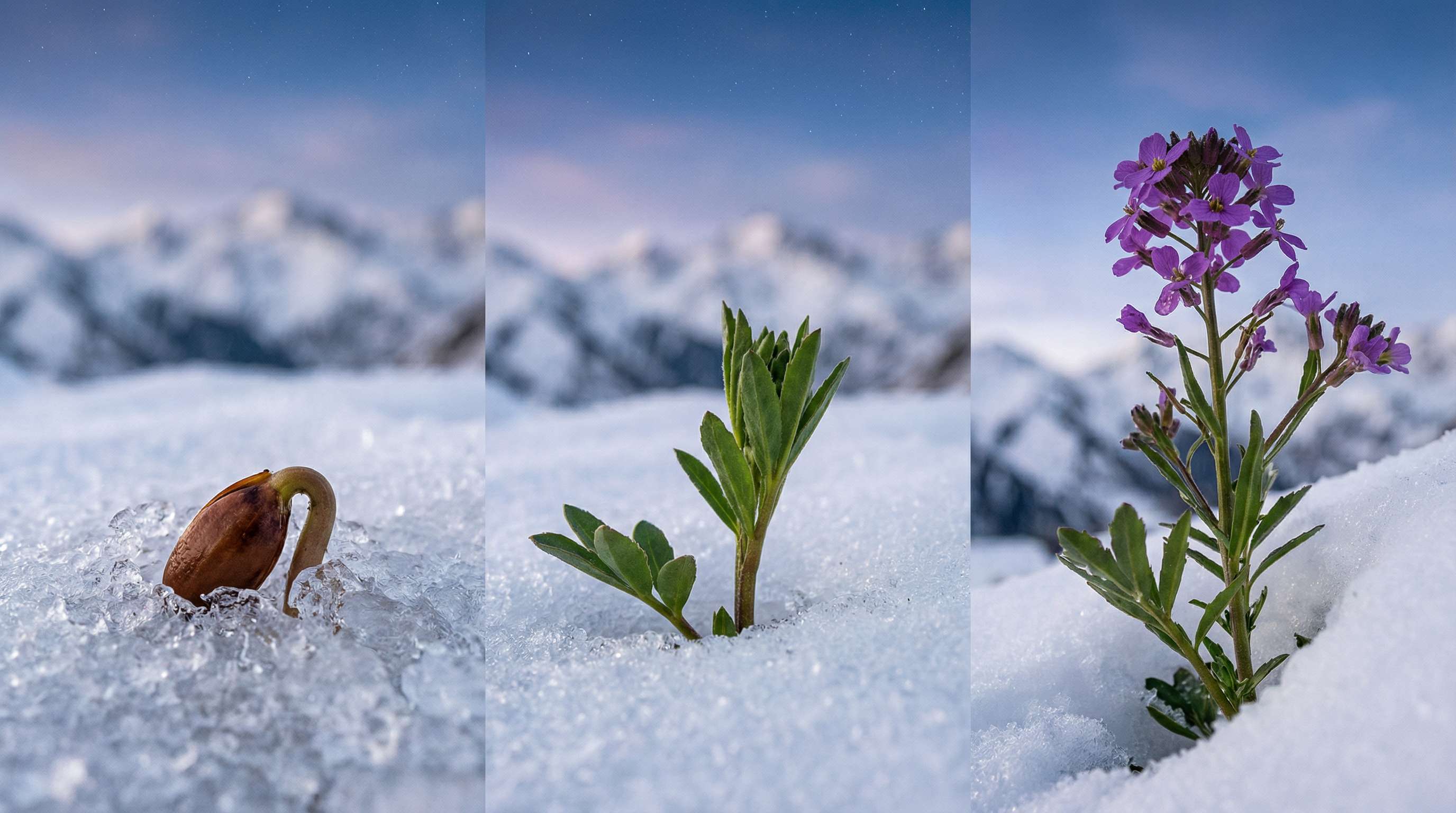 青柠视频植物破雪而出延时视频